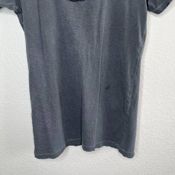 Figue Gray boho Embellished distressed Tee XS Cotton Womens Casual T-Shirt - Picture 5 of 12